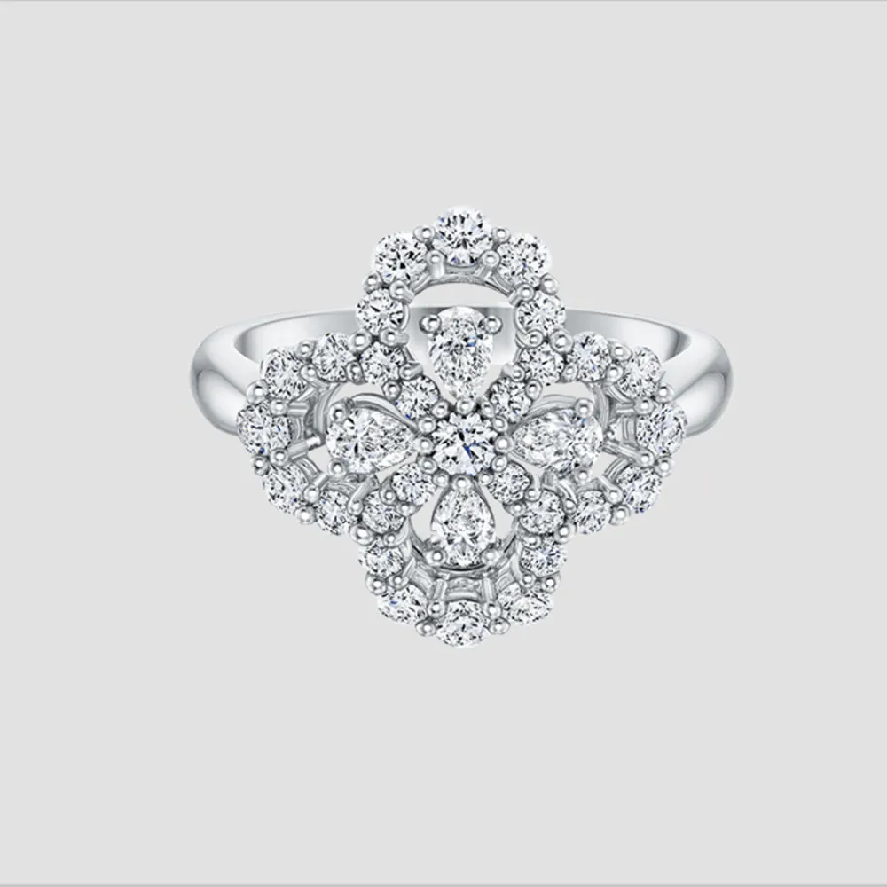 AINOUSHI новое уникальное дизайнерское свадебное кольцо в форме цветка с грушевой огранкой Sona чистое серебро 925 пробы для женщин Помолвочные влюбленные обещают