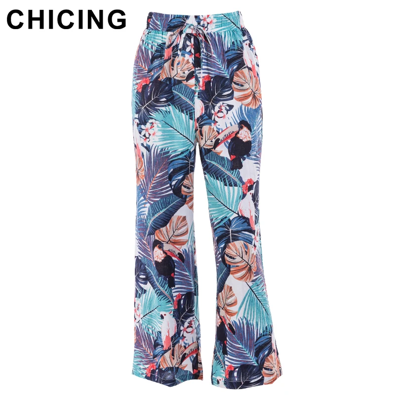 leaf print pants