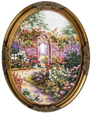 Золотая коллекция Счетный Набор для вышивки крестом секретная садовая дверь цветок двор поле купол 120422