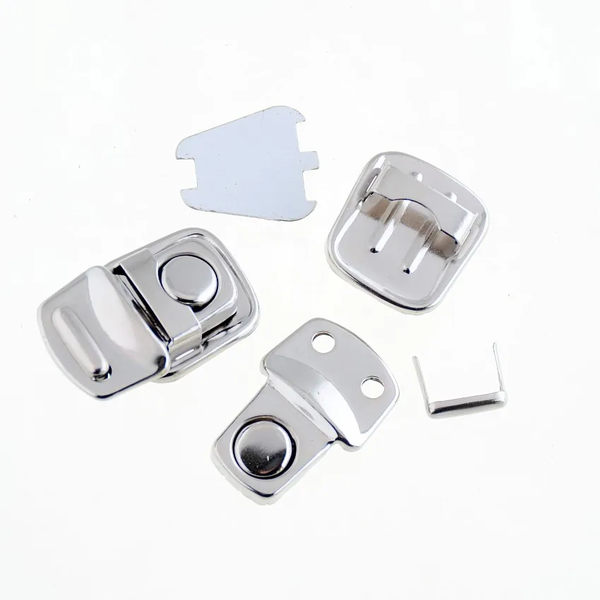 Free Shipping 1 Set Metal Hook Box Latches Clasp Bag Box Lock Purse Lock Silver Tone 32x20mm