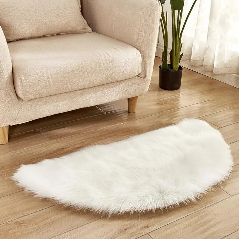 Rug Carpet Imitation Australian Wool European Door Mat Floor Semi-circular Sofa Living Room Bedside Carpet - Цвет: 1white