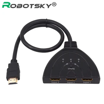 

Robotsky Mini 3 Port HDMI Splitter Adapter Cable 1080P Switcher HDMI Switch 3 in 1 out Port Hub for HDTV Xbox PS3 PS4