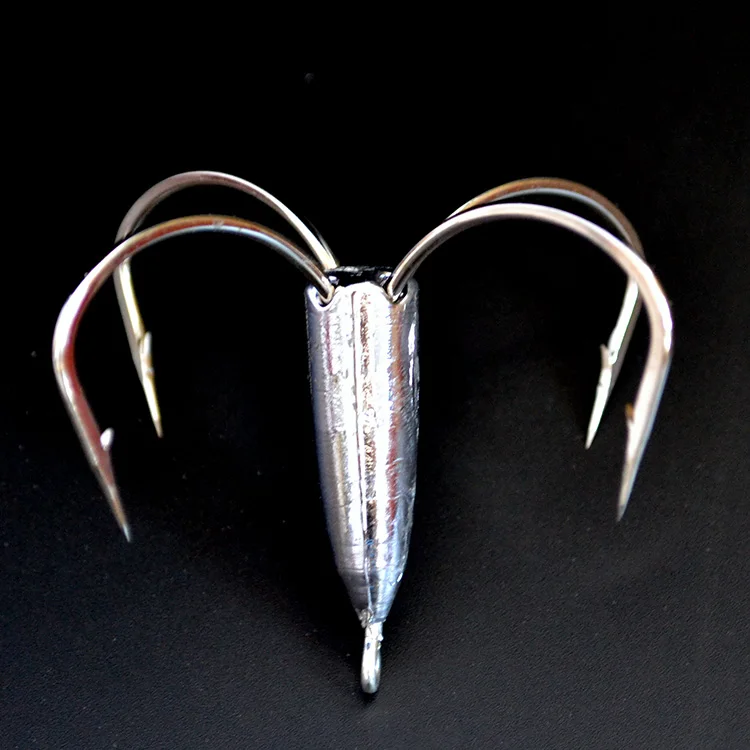 2pcs/pack large size four Anchor Claw Barbed Hook With Lead Head
