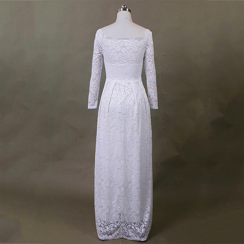 Kostlich Off Shoulder Women Long Dress 2017 Autumn Long Sleeve Lace Hollow Sexy Evening Party Dresses Women Maxi Dress Plus Size (7)