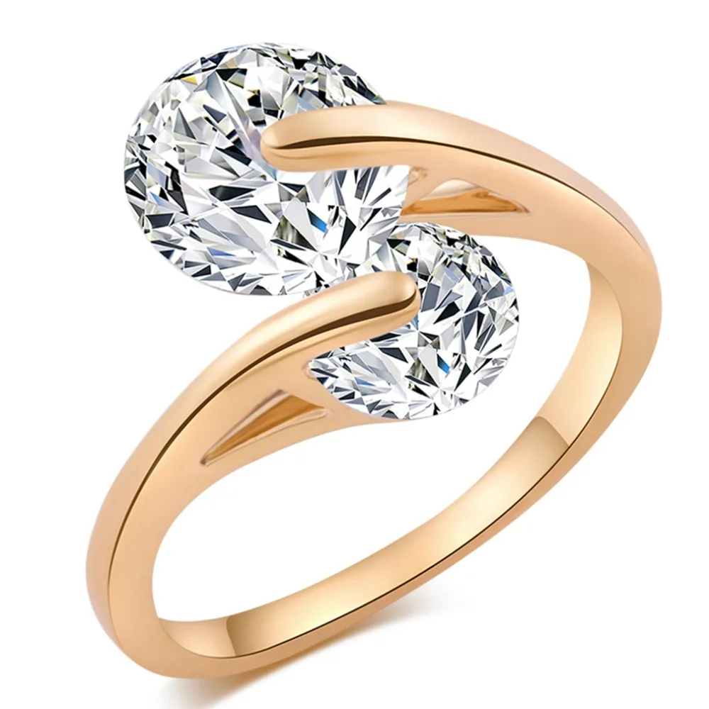 

Zircon Engagement Rings for Women gold color Wedding rings female anel Austrian Crystals Jewelry Adjustable Free Shipping