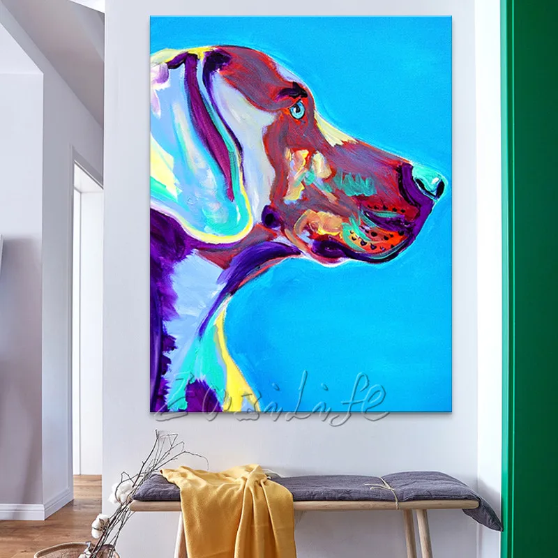 

Dog Pet Oil painting On Canvas Wall Pictures Paintings For Living Room Home Decorative Pop Art modern abstract hand painted