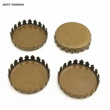 

50PCS 12mm 15mm 20mm 25mm Copper Antique bronzn Crown Blank Spacers Cameo Cabochon base settings DIY Jewelry Accessoires C131