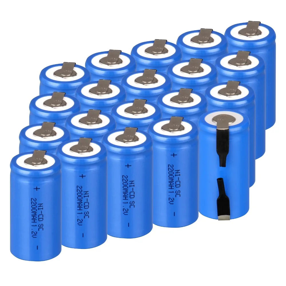 High quality ! 19 PCS Sub C SC battery rechargeable battery 1.2V 2200mAh Ni Cd Ni Cd Battery