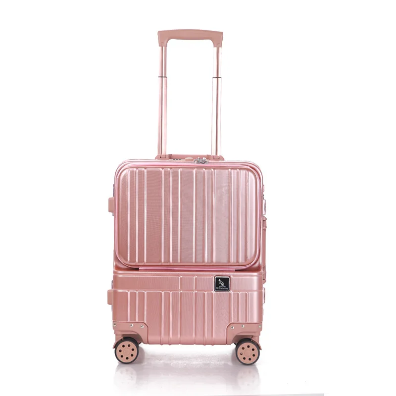 

Aluminum frame travel rolling luggage for tablet PC, stylish trolley case, super storage universal wheel luggage bottom box