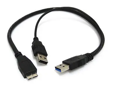 

High Quality Two USB 3.0 A Male to Micro USB 3 Y Cable for Mobile Hard Disk Drive