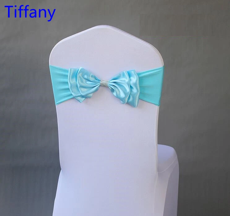 Tiffany colour Satin chair sash Spandex chair sash bow tie Lycra fit