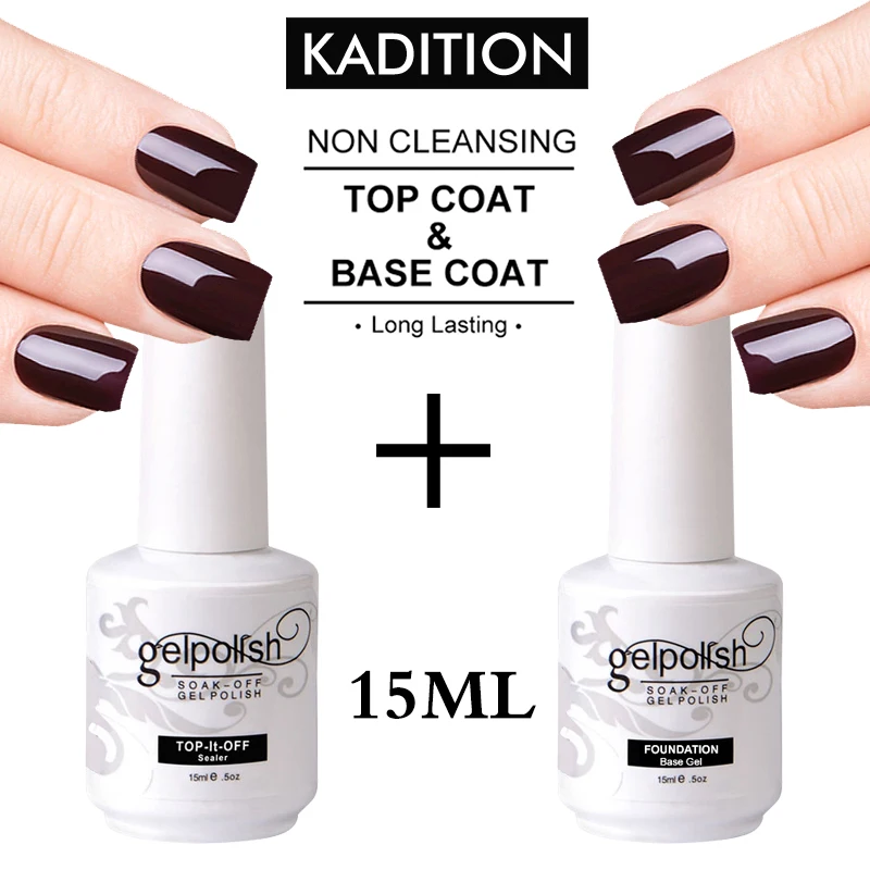 

KADITION New Top Coat for The Base Coat 15 ML Lacquer Set Soak Base + Topcoat Nail Polish for Durable UV LED Varnish Gel Nails