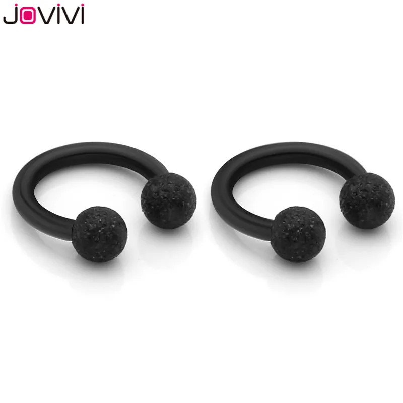 Jovivi Stainless Steel 16G 6mm Matte Ball Horseshoe Hoop Rings Captive Bead Ring Nose Ear Helix Cartilage Tragus Daith Septum