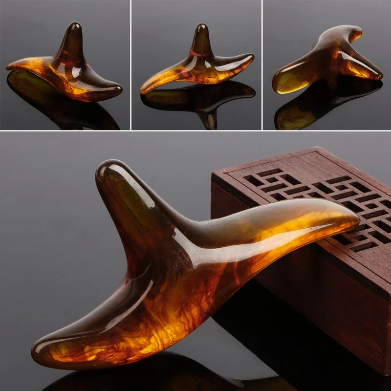 

Amber Resin Wax Triangle Foot Feet Massager Gua Sha Acupuncture Shiatsu Tool