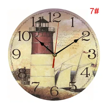 

MDF Wooden Wall Clock Vintage Rustic Chic Home Office Cafe Decoration Frameless Mute Clock LXY9