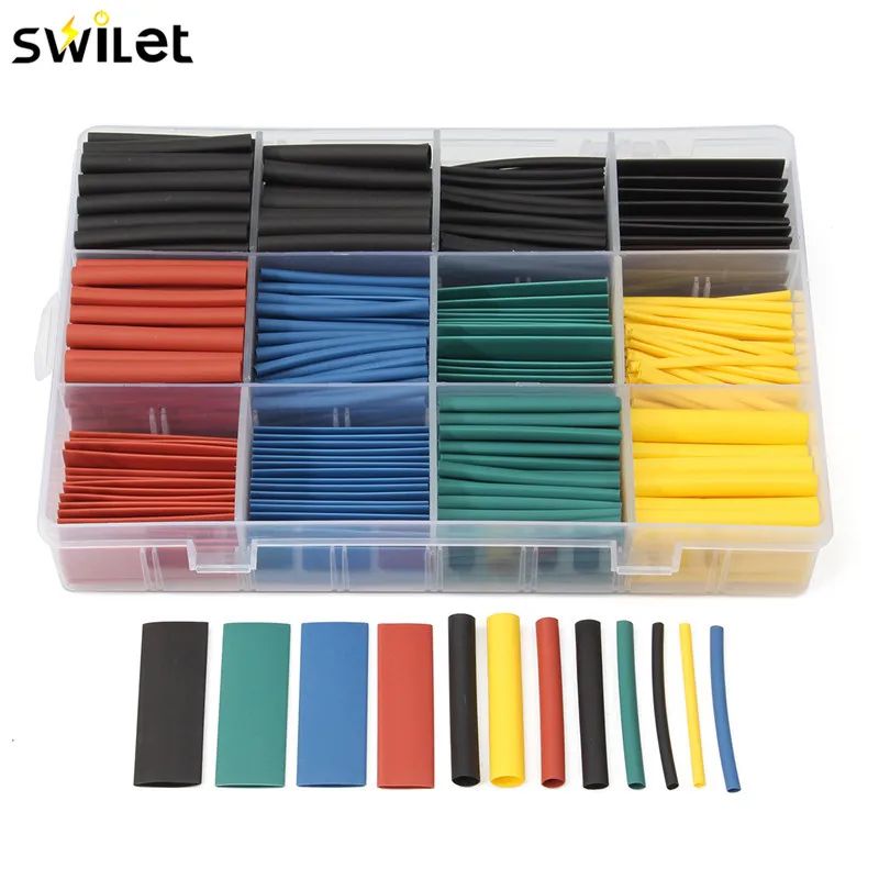 

530pcs/set 2:1 Ratio Wrap Wire Cable Sleeve Kit Heat Shrink Tubing Insulation Shrinkable Tube Assortment Electronic Polyolefin