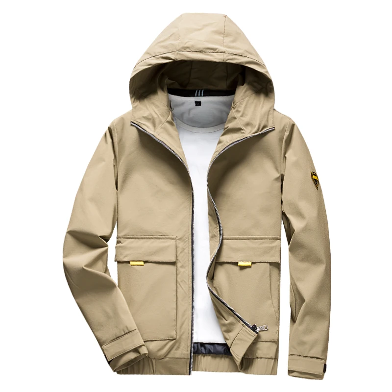 

TFETTERS 2019 Spring Autumn Casual Solid Slim Bomber Hooded Jacket Men Regular Overcoat Baseball Jackets Men's Streetwear Jacket