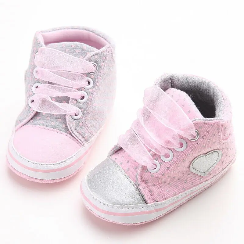 

Cute Newborn Baby Boys Girls Soft Sole Dot Crib Shoes Anti-slip Sneaker Prewalker Baby Shoes 0-18M