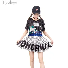 Lychee Летняя женская сетчатая юбка с буквенным принтом Милая плиссированная юбка выше колена клетчатая мини Спортивная юбка женская