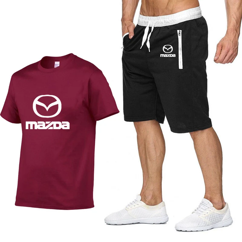 Мужская футболка с коротким рукавом для автомобилей Mazda Логотип Летняя мужская футболка хип-хоп Harajuku футболка высокое качество хлопок футболки шорты костюм спортивная одежда - Цвет: 811