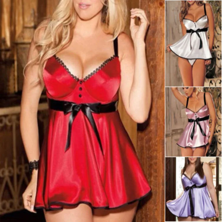 

Vocole Women Sexy Satin Exotic Lingerie Erotic Chemise Babydoll Sleepwear Nightwear Size M 2XL 3XL 4XL 5XL 6XL