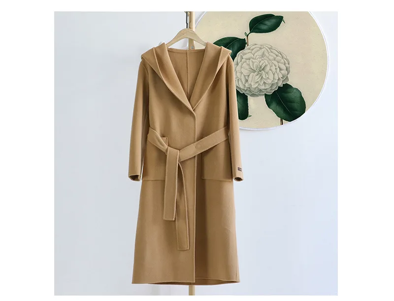 Noir À Capuchon brown brick blanc Survêtement Concepteur Solide 2018 De Marque 100 Red Haute Qualité Manteau camel Nouveau Mode Laine Couleur Femmes Étoiles Femelle w6qUTHOO
