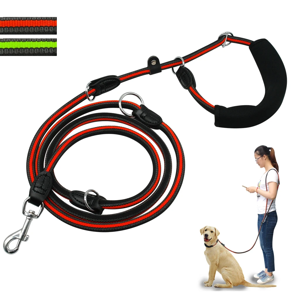 Online Correa reflectante para perro manos libres antideslizante perros lleva correas multifunción doble perro con mango suave para uno o dos perros