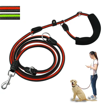 

Reflective Dog Leash Hands Free Non-slip Dogs Leads Multi function Double Dog Leashes with Soft Handle For One or Two Dogs