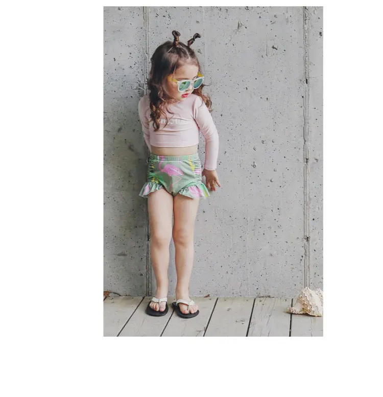 plissado roupa de banho crianças beach wear terno de natação com chapéu