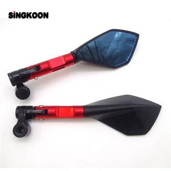 

8 10mm universal cnc motorcycle mirrors Blue Lens Rearview Side Mirror FOR dl650 Benelli trk502 piaggio mp3 Honda cb190r