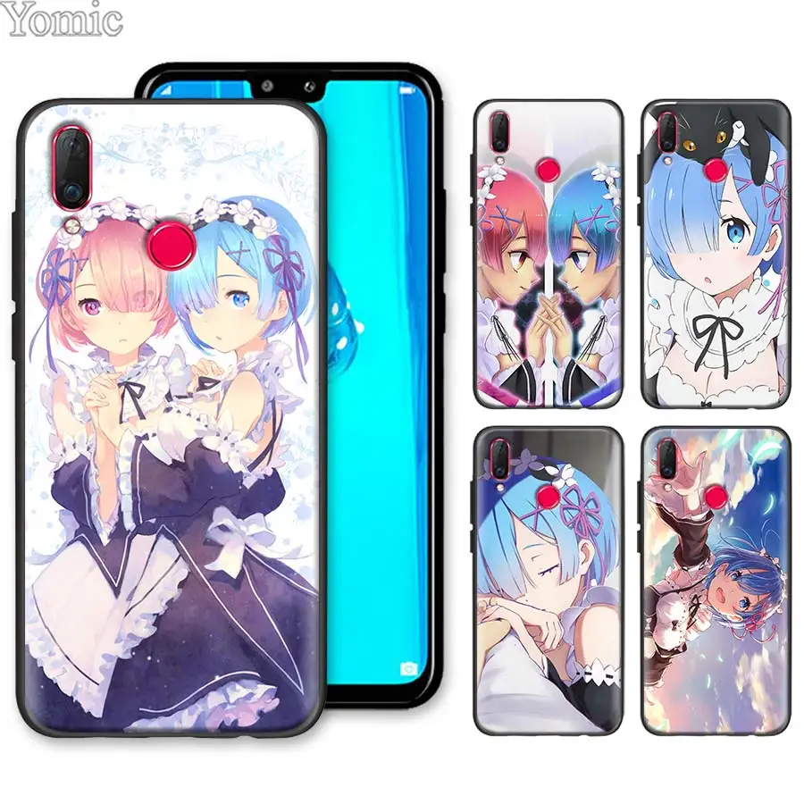 

Silicone Soft Case for Huawei Honor Y9 Y5 Y6 Y7 2019 Honor 10 20 Lite 8X 8A V20 Cover Anime RE ZERO Ram Rem Black TPU Case