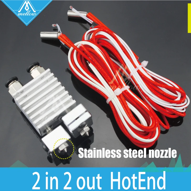 HOT 3D printer All metal Teflon Chimera Hotend kit Multi extrusion V6 Dual Head Extruder 0