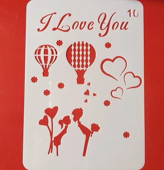 

Hot 20x14cm I Love You Hot Balloon DIY Layering Stencils Wall Painting Scrapbook Coloring Embossing Album Decorative Template