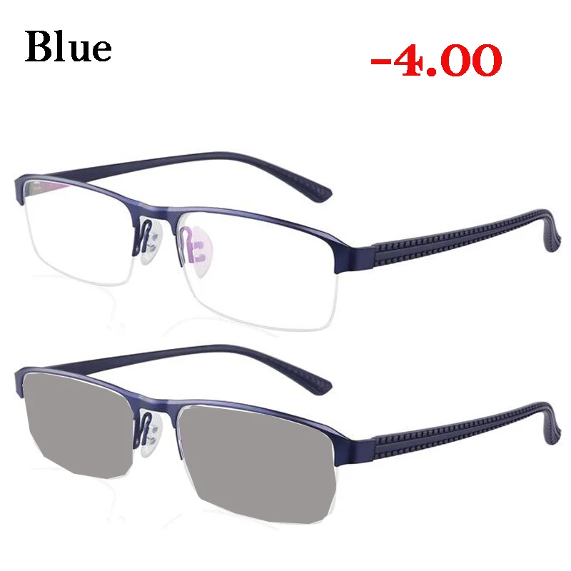 WEARKAPER, солнцезащитные очки, фотохромные очки для близорукости, мужские очки для дальнозоркости, пресбиопии с диоптриями, очки для дальнозоркости - Цвет оправы: BLue -400
