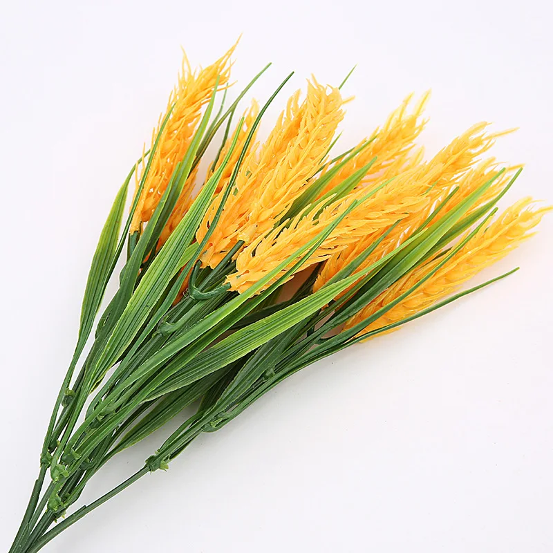 Flone Artificial Wheat Simulaiton Plant Paddy Plastic Fake Flowers Single Branch Small Bouquet Home Dining Table Decoration Art (1)