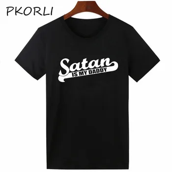 

Pkorli Print Letter Satan IS MY DADDY T-Shirt Women Men Tops Tees Casual Unisex T Shirt Female Tops Summer Tshirt