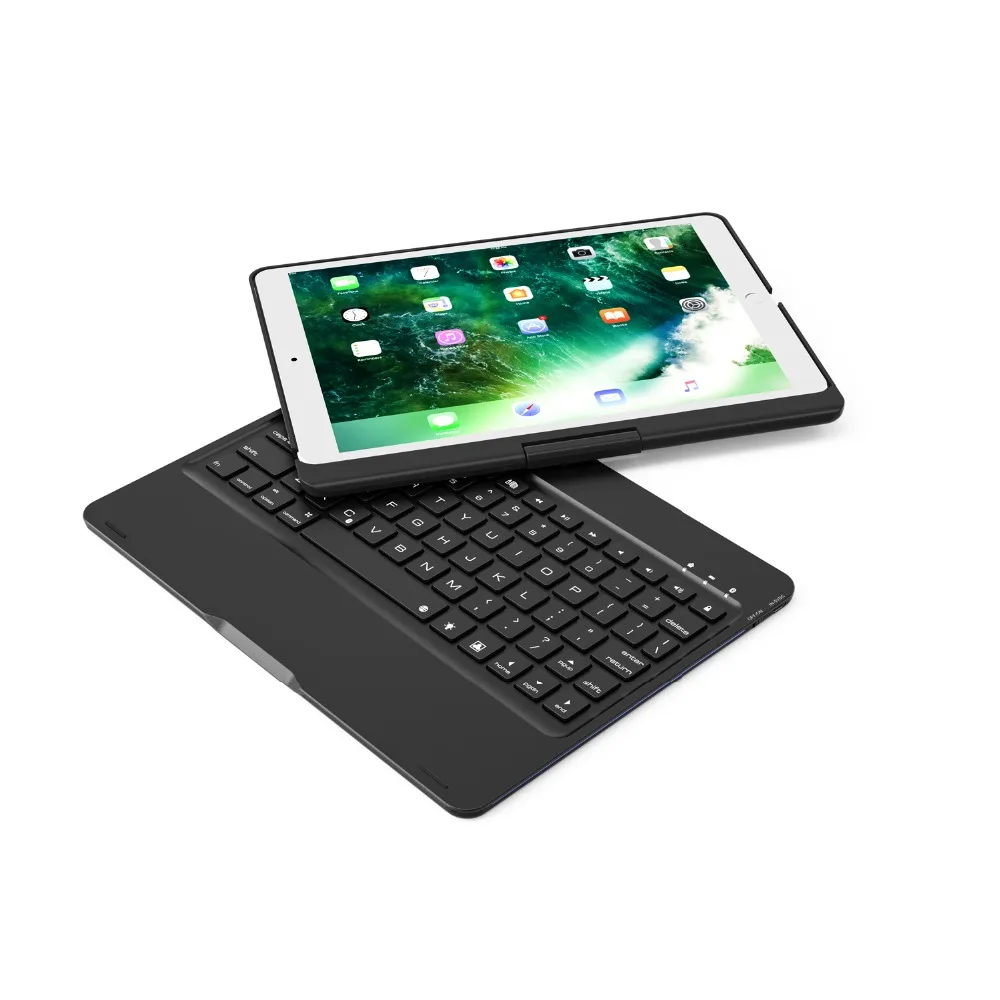  360 Rotating Bluetooth 7 Colors Backlit Aluminum Keyboard Case Cover For iPad 2017 2018 9.7 inch iP
