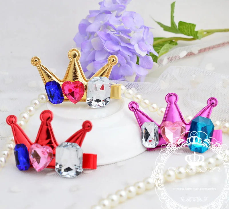 

Glitter Crown Hairpins Girls Hair Accessories Kids Crystal Hair Clip PU Hairgrips Silver color