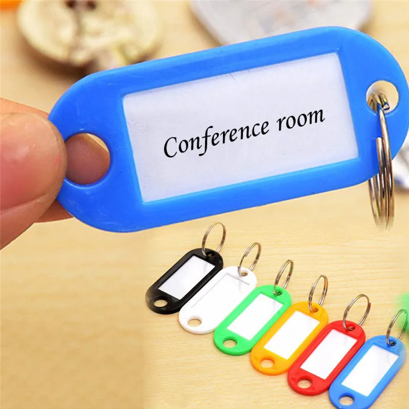 

New 10Pcs Plastic Keychain Key Tags ID Label Name Tags Split Ring High Quality Drop Shipping
