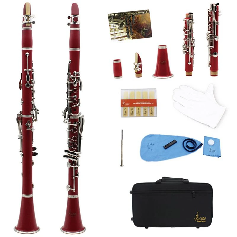 Slade Clarinet 17 Key Falling TuneB clarinette Soprano Binocular Clarinet Set Exquisite Cloth Case Reeds Woodwind Instruments
