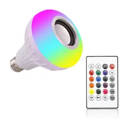 Беспроводной Bluetooth Динамик + 12 W RGB лампы светодиодный лампы 110 V 220 V Smart Светодиодный свет плеера аудио с удаленным Управление