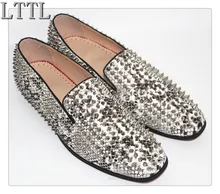 LTTL Snakeskin Spikes Shoes Men Slip-on Loafers with Rivets Low Heeled Men’s Flats Shoes Driving Moccasins Mens Espadrilles