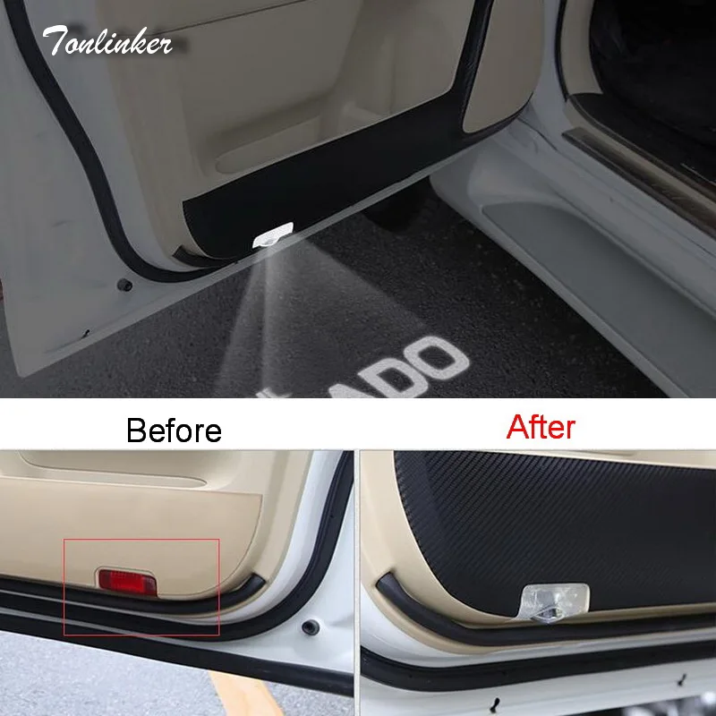 

Tonlinker Cover Stickers For PRADO 2010-13 Car Styling 2 PCS Car Lights The door open Welcome Decoraiton Light Lamp