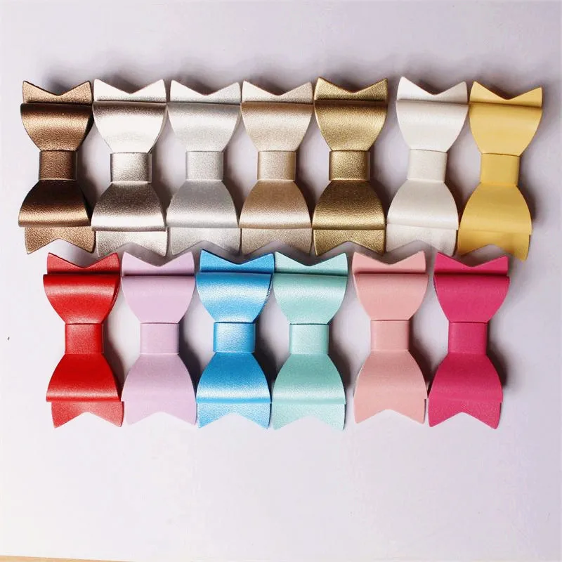 

New 15 Colors PU Leather Barrettes 30pcs/lot Hair Leather Bow Hair Clips Girls Hotsale Felt Bowknot Kid Hairpins Brand Headwear