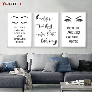 

modern black white fashion girl sexy wall art poster print eyes eyelash lashes canvas painting wall picture living room decor