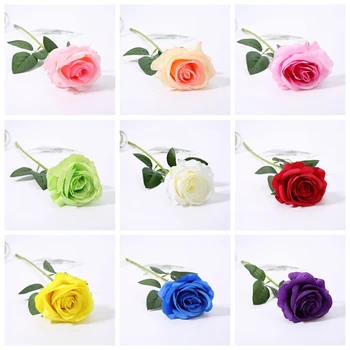 

50pcs Artificial Roses Flower for Anniversary Valentine's Day Birthday Party Supplies DIY Bridal Bouquet Wedding Car Decoration
