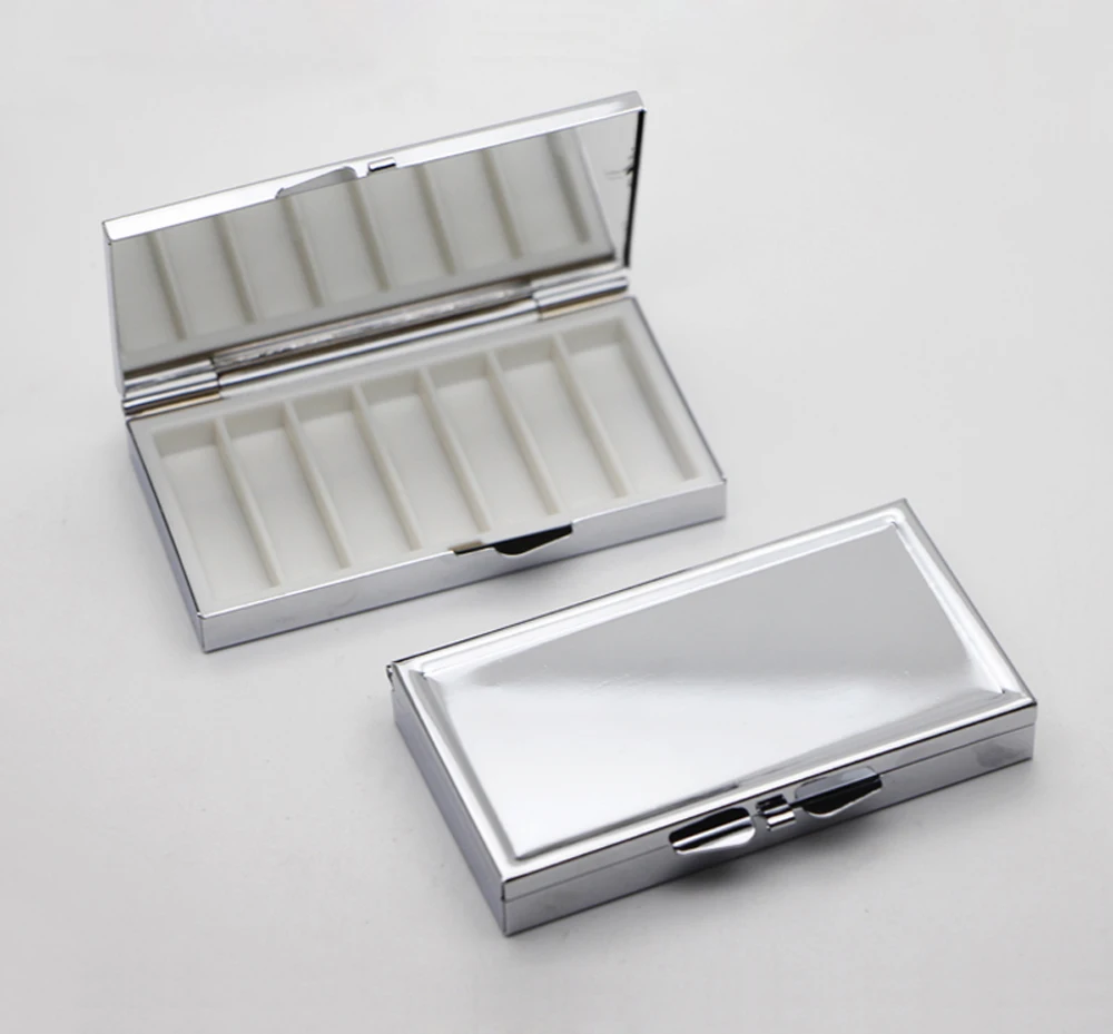 7 day pill box weekly pill case Rectangle pill container Silver Color 