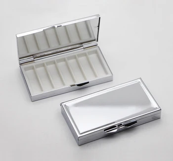 

7 day pill box weekly pill case Rectangle pill container Silver Color #PY07S