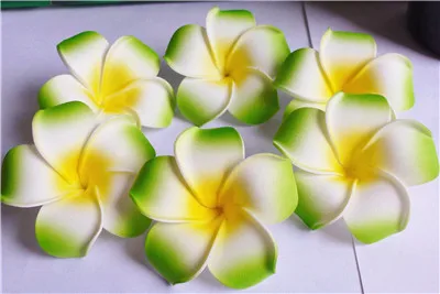 20 зеленый пены Гавайский цветок Плюмерия ФРАНЖИПАНИ цветок свадебные зажимы для волос 6 см
