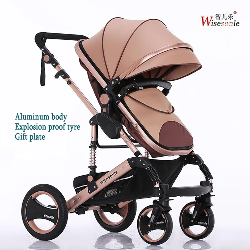 Wisesonle High landscape baby stroller can sit lying folding two way four wheel cart summer